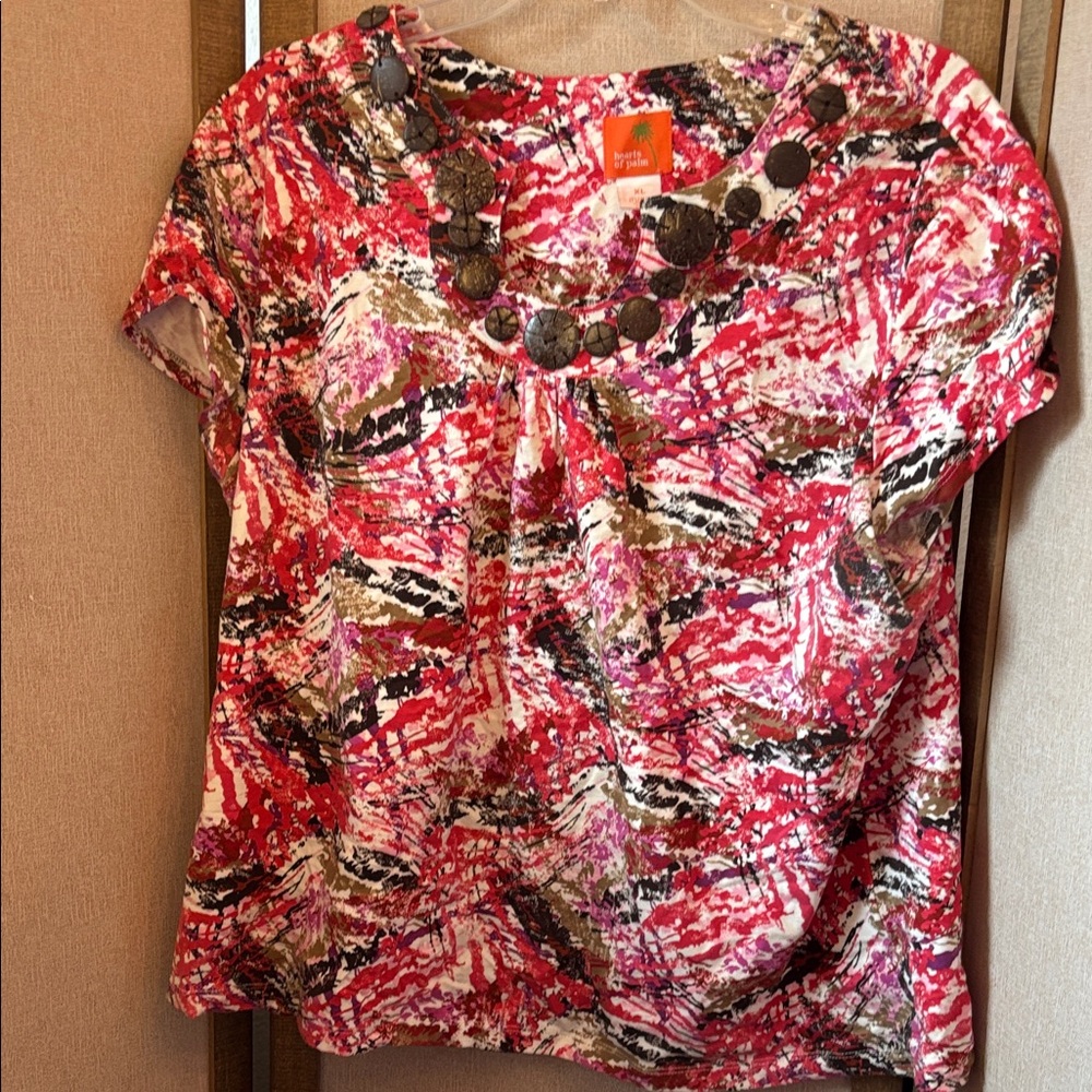 Hearts of Palm embellished Patterned Blouse xl